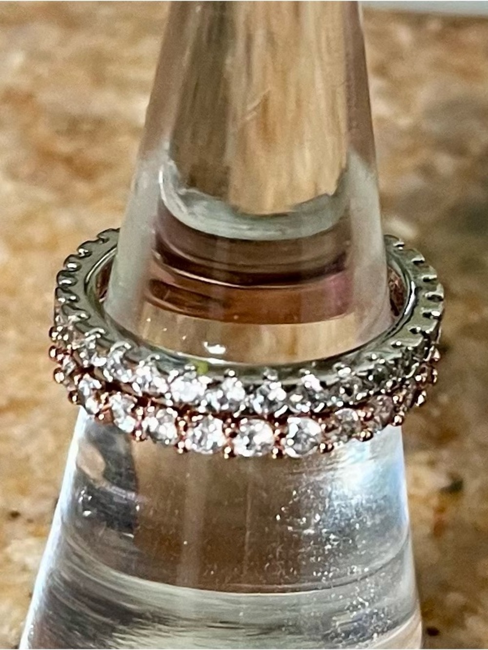 BP Farmhouse Unicorn Stackable Rose Gold and Silver Crystal Eternity Ring Set